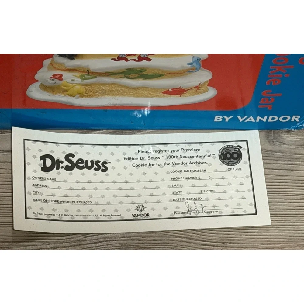 Vandor Dr Seuss 100th  Seussentennial Cat In Hat Cookie Jar‎ Birthday Cake Flaws